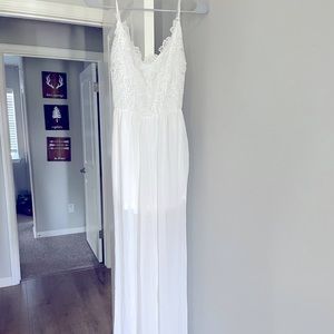 White sheer lace romper/ jumpsuit